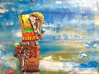 6  Elephant Shenanigans, acrylic on canvas, 60 x 23.5 in